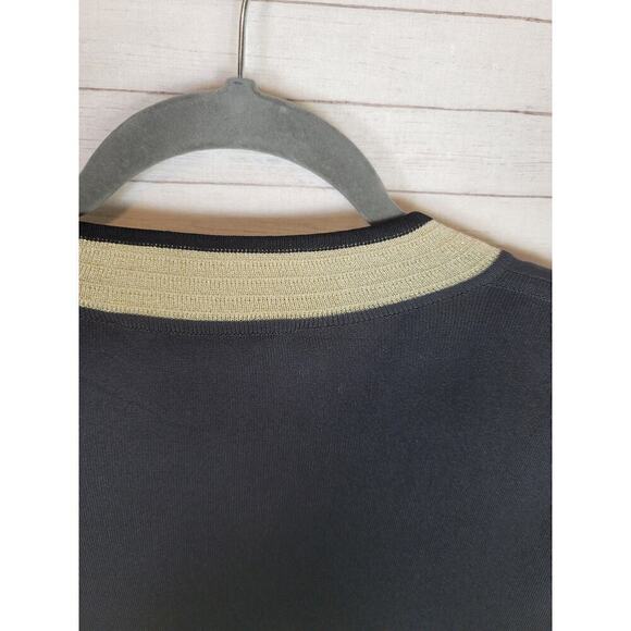 Exclusively Misook Black Midi Cardigan w Metallic Gold Border Detail, sz Large - Picture 12 of 16